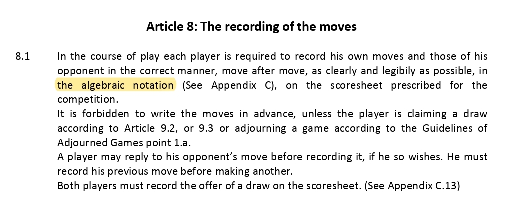 Article 8 from FIDE