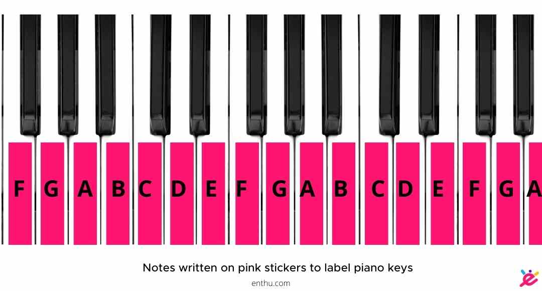 piano notes on pink stickers