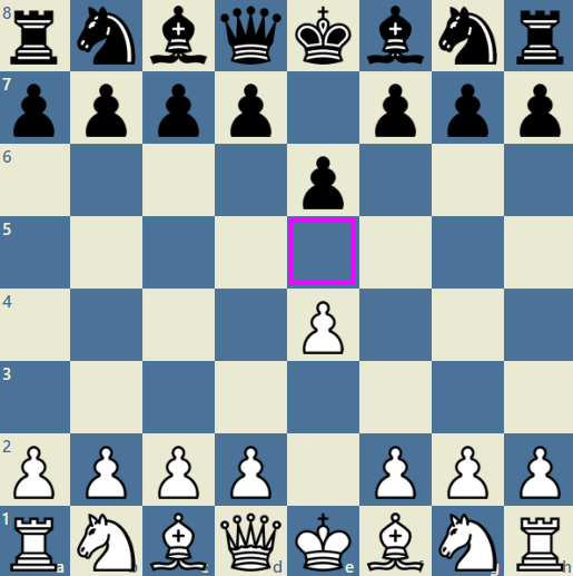 A pawn moves forward one square at a time.