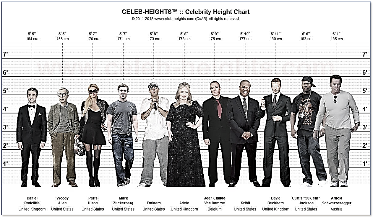 Celebrities and their height (Credit: Celeb-heightes.com)